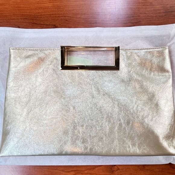 Brand New Charming Tailor Gold Clutch Convertible Shoulder Bag Vegan Leather - Picture 16 of 16